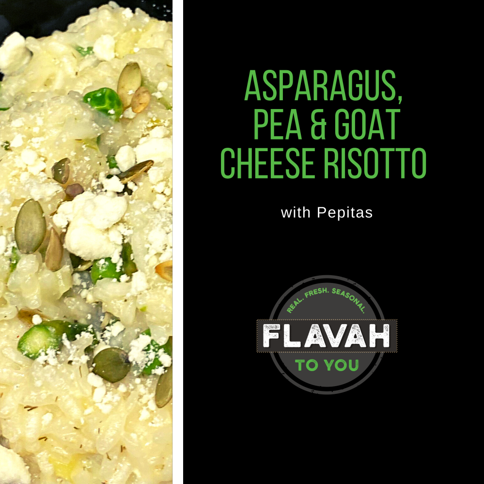 Asparagus, Pea & Goat Cheese Risotto with Pepitas